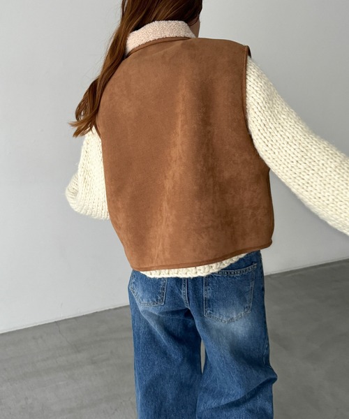 CANAL JEAN（キャナルジーン）の「El mar　フェイクムートンベスト（ベスト・レディース・ブラウン・ONE SIZE）」の15枚目の写真