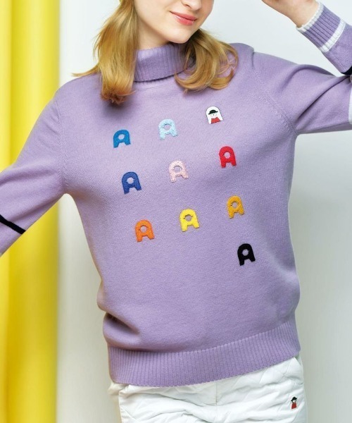 Picone CLUB(ピッコーネクラブ)の「ウール100%長袖ハイネックセーター(ニット/セーター・レディース・ホワイト/パープル/イエロー/ブラック・M/S)」の13枚目の写真