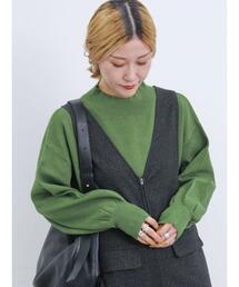 Samansa Mos2 blue | 【Hug Knit】ボリューム袖ハイネックプルオーバー(ニット/セーター)