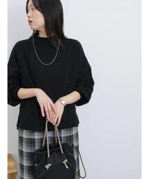 Samansa Mos2 blue | 【Hug Knit】ボリューム袖ハイネックプルオーバー(ニット/セーター)