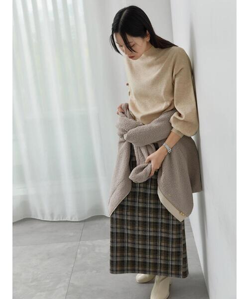 Samansa Mos2 blue（サマンサモスモスブルー）の「【Hug Knit】ボリューム袖ハイネックプルオーバー（ニット/セーター・レディース・ブラック/ライトベージュ/グリーン/トップグレー/ブルー・F）」の15枚目の写真