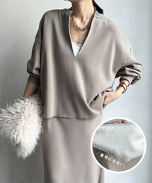 DouDou | ボンバーヒート深Vプルオーバー(Tシャツ/カットソー)