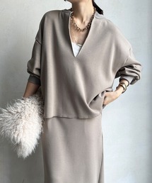 DouDou | ボンバーヒート深Vプルオーバー(Tシャツ/カットソー)