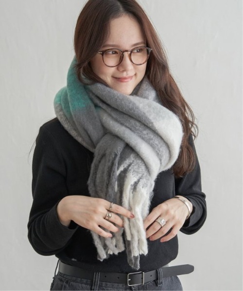 LBC(エルビーシー)の「ブロックチェックストール(ストール/ショール・レディース・オレンジ/ベージュ/グリーン/その他/グレー・FREE)」の2枚目の写真