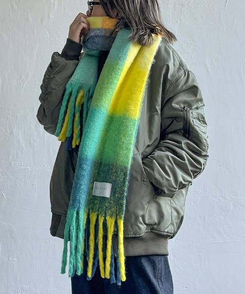 LBC(エルビーシー)の「ブロックチェックストール(ストール/ショール・レディース・オレンジ/ベージュ/グリーン/その他/グレー・FREE)」の3枚目の写真