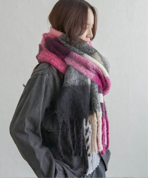 LBC(エルビーシー)の「ブロックチェックストール(ストール/ショール・レディース・オレンジ/ベージュ/グリーン/その他/グレー・FREE)」の5枚目の写真