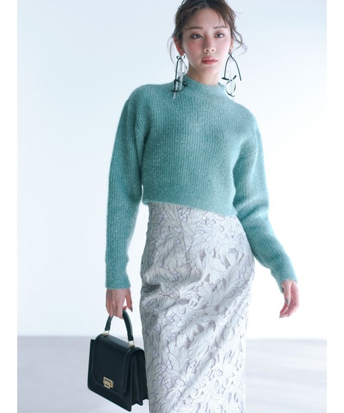 MERCURYDUO（マーキュリーデュオ）の「フィルムシャギーボトルネックニット（ニット/セーター・レディース・グレー/グリーン/オフホワイト・FREE）」の3枚目の写真