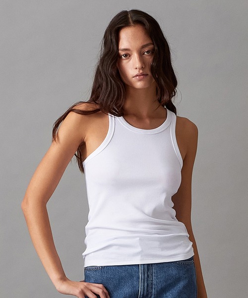 [  Jeans] cKコットンリブタンクトップ 2カラー セール】コットンカウンターリブタンクトップ（タンクトップ
