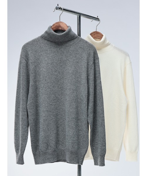 SAKAZEN（サカゼン）の「DESHENG デシェン カシミヤ100％ 無地 タートルネック セーター（ニット/セーター・メンズ・オレンジ/グレー/ブラック/サックスブルー/グレー系その他/アイボリー・LL/M/L）」の4枚目の写真