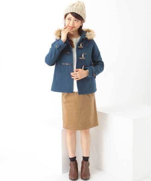 earth music&ecology（アースミュージックアンドエコロジー）の「フルフルダッフルコート（ダッフルコート・レディース・オフホワイト/杢グレー/ブルー/ピンク/レッド/キャメル/グリーン/サックスブルー/イエロー/ネイビー・LARGE/MEDIUM/SMALL）」の6枚目の写真