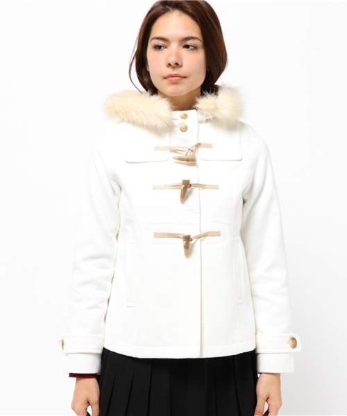 earth music&ecology（アースミュージックアンドエコロジー）の「フルフルダッフルコート（ダッフルコート・レディース・オフホワイト/杢グレー/ブルー/ピンク/レッド/キャメル/グリーン/サックスブルー/イエロー/ネイビー・LARGE/MEDIUM/SMALL）」の11枚目の写真