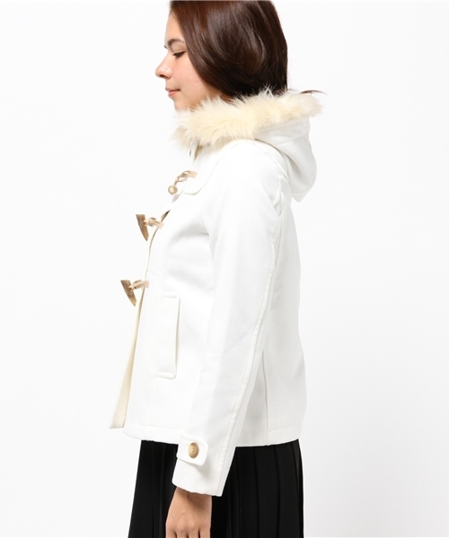 earth music&ecology（アースミュージックアンドエコロジー）の「フルフルダッフルコート（ダッフルコート・レディース・オフホワイト/杢グレー/ブルー/ピンク/レッド/キャメル/グリーン/サックスブルー/イエロー/ネイビー・LARGE/MEDIUM/SMALL）」の12枚目の写真