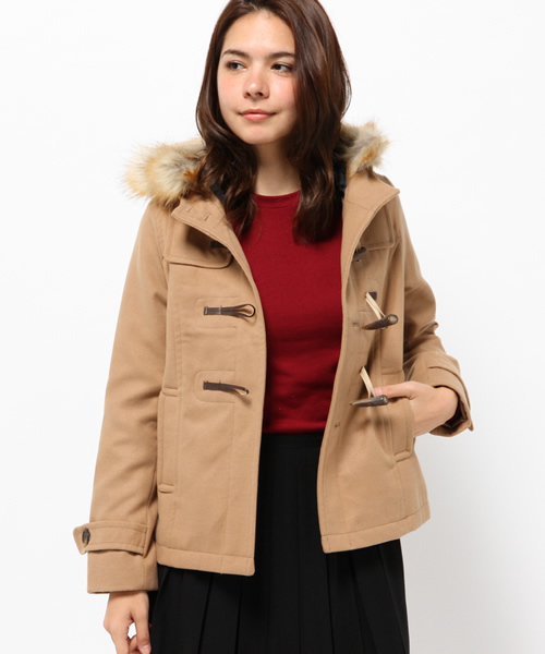 earth music&ecology（アースミュージックアンドエコロジー）の「フルフルダッフルコート（ダッフルコート・レディース・オフホワイト/杢グレー/ブルー/ピンク/レッド/キャメル/グリーン/サックスブルー/イエロー/ネイビー・LARGE/MEDIUM/SMALL）」の15枚目の写真