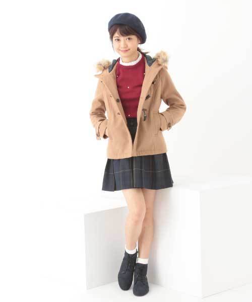 earth music&ecology（アースミュージックアンドエコロジー）の「フルフルダッフルコート（ダッフルコート・レディース・オフホワイト/杢グレー/ブルー/ピンク/レッド/キャメル/グリーン/サックスブルー/イエロー/ネイビー・LARGE/MEDIUM/SMALL）」の17枚目の写真