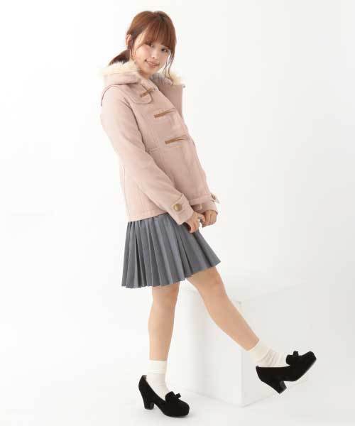 earth music&ecology（アースミュージックアンドエコロジー）の「フルフルダッフルコート（ダッフルコート・レディース・オフホワイト/杢グレー/ブルー/ピンク/レッド/キャメル/グリーン/サックスブルー/イエロー/ネイビー・LARGE/MEDIUM/SMALL）」の19枚目の写真