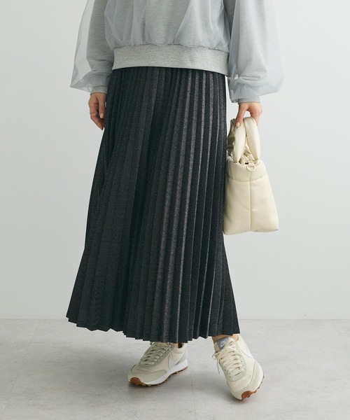 Petit fleur（プチフルール）の「・Petit Fleur ラメプリーツスカート（スカート・レディース・グリーン/ブラック/アイボリー・FREE）」の3枚目の写真