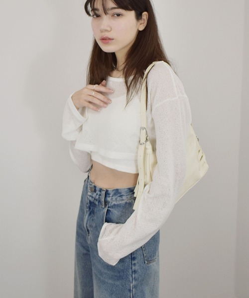 シアー ストライプ ルーズ Tシャツ 長袖 トップス 韓国 nr8812 シアートップス レース tシャツ トップス クルーネック UVカット