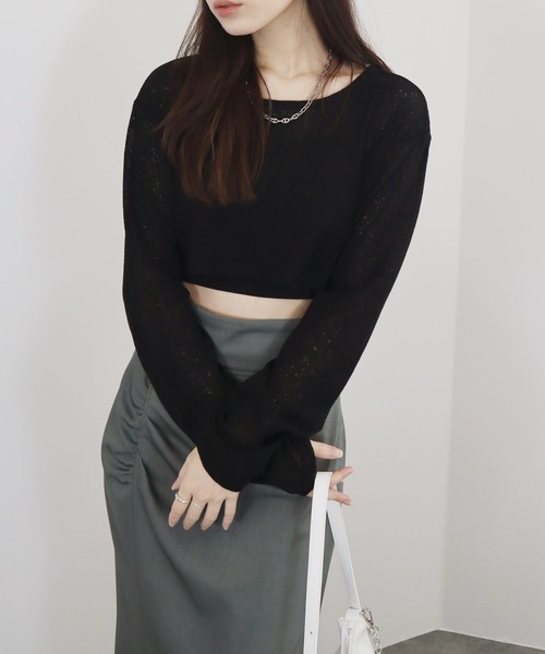 セール】【ZOZO限定】ショート丈シアートップス／short sheer