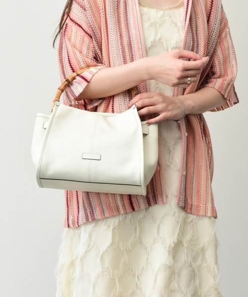 LORISTELLA】バンブーハンドルレザーバッグ(Q56414)（ハンドバッグ