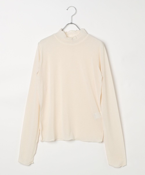 BAYFLOW（ベイフロー）の「[レイヤードスタイルに]シアーハイネックプルオーバー（Tシャツ/カットソー・レディース・オフホワイト/ブラック・FREE）」の18枚目の写真