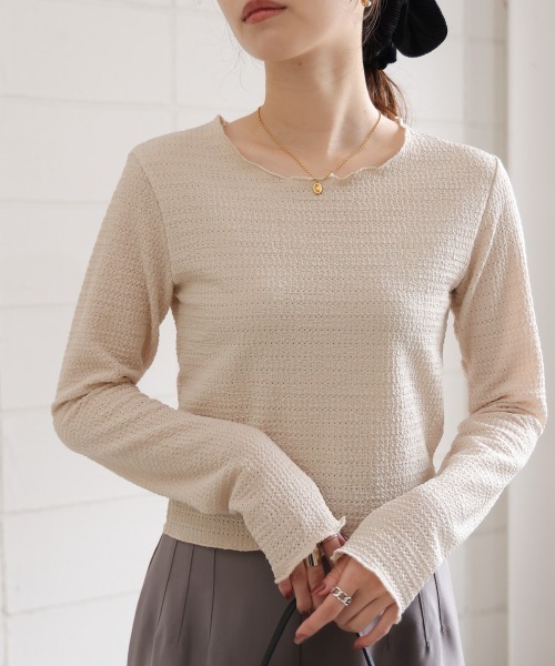 Bab(バブ)の「メローデザイントップス(Tシャツ/カットソー・レディース・オフホワイト/オレンジ/ホワイト系その他/ブラウン・FREE)」の1枚目の写真
