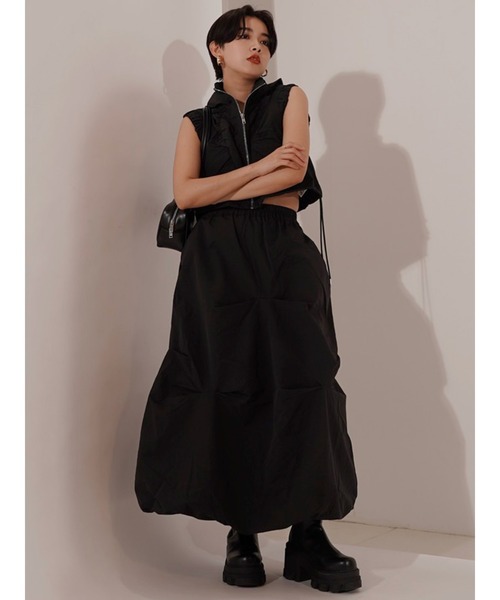 MURUA（ムルーア）の「シャーリングフードベスト【セットアップ着用可】（ベスト・レディース・カーキ/ホワイト/ブラック/ライトブルー・FREE）」の6枚目の写真