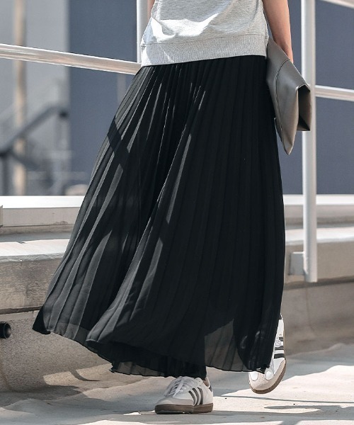 aquagarage（アクアガレージ）の「シフォンプリーツワイドパンツ（その他パンツ・レディース・アイボリー/ピンクベージュ/ブラック/ライトグリーン/ダークグレー・M/L/P）」の3枚目の写真