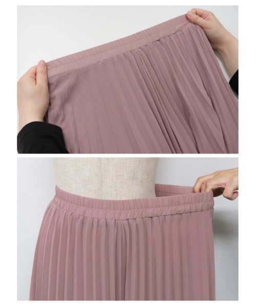 aquagarage（アクアガレージ）の「シフォンプリーツワイドパンツ（その他パンツ・レディース・アイボリー/ピンクベージュ/ブラック/ライトグリーン/ダークグレー・M/L/P）」の10枚目の写真