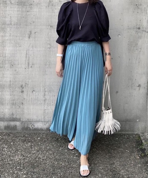 aquagarage（アクアガレージ）の「シフォンプリーツワイドパンツ（その他パンツ・レディース・アイボリー/ピンクベージュ/ブラック/ライトグリーン/ダークグレー・M/L/P）」の13枚目の写真