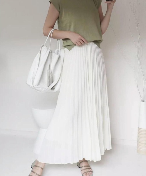 aquagarage（アクアガレージ）の「シフォンプリーツワイドパンツ（その他パンツ・レディース・アイボリー/ピンクベージュ/ブラック/ライトグリーン/ダークグレー・M/L/P）」の21枚目の写真