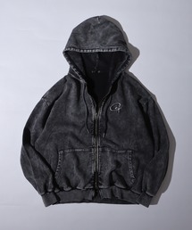 bike star | One-point embroidery grunge zip-up hoodie / ワンポイント刺繍 グランジ加工ジップアップパーカー unisex(パーカー)