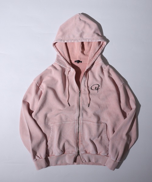 bike star(バイクスター)の「One-point embroidery grunge zip-up hoodie / ワンポイント刺繍 グランジ加工ジップアップパーカー unisex(パーカー・メンズ・チャコール/ブラウン/ピンク/オフホワイト・L/M)」の6枚目の写真