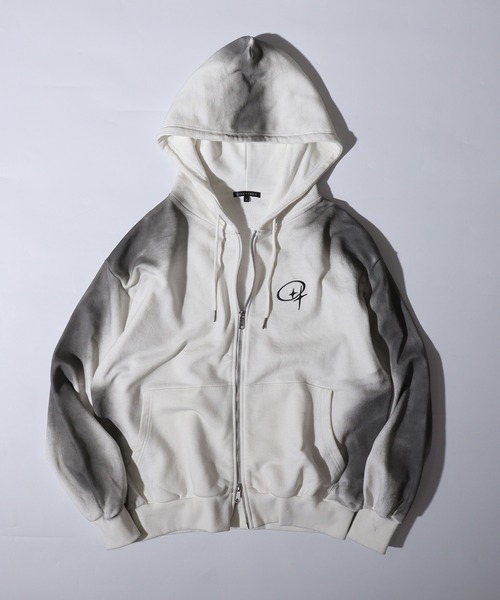 bike star(バイクスター)の「One-point embroidery grunge zip-up hoodie / ワンポイント刺繍 グランジ加工ジップアップパーカー unisex(パーカー・メンズ・チャコール/ブラウン/ピンク/オフホワイト・L/M)」の13枚目の写真