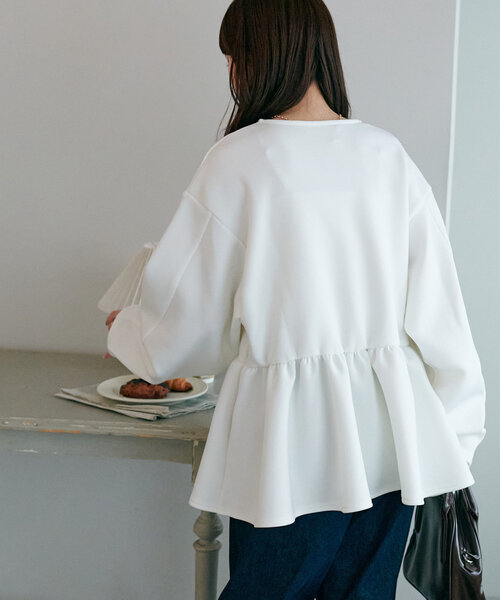 WEB限定】ペプラムノーカラージャケット（ノーカラージャケット