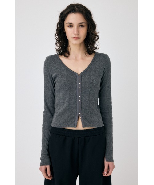 MOUSSY（マウジー）の「LAYERED 2WAY カーディガン（カーディガン/ボレロ・レディース・ホワイト系その他/ライトイエロー/チャコールグレー・FREE）」の12枚目の写真