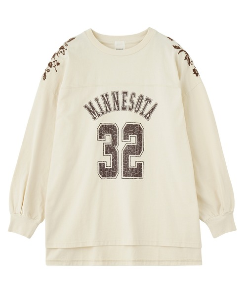 ROSE BUD(ローズバッド)の「ナンバリングエンブロイダリーT(Tシャツ/カットソー・レディース・ブラック/ホワイト/ピンク・ONE SIZE)」の2枚目の写真