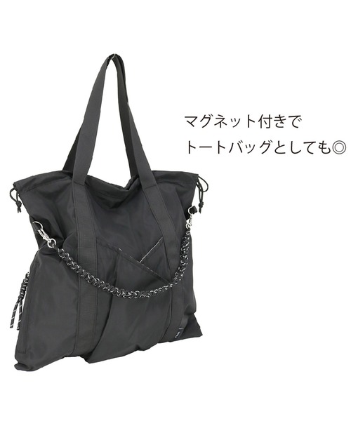 polka polka（ポルカポルカ）の「SOBIA / コード編み 巾着ポケットトートバッグ 2way（トートバッグ・レディース・シルバー系その他/ブラック・FREE）」の5枚目の写真