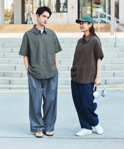 FREAK'S STORE（フリークスストア）の「限定展開 Relax Fit リラックスフィット レギュラーカラー ショートスリーブ チェック シャツ（シャツ/ブラウス・メンズ・ブラック/サックスブルー/チャコールグレー/ブラウン/ベージュ/ホワイト・LARGE/MEDIUM/SMALL）」の16枚目の写真