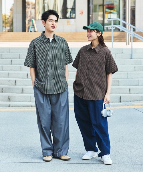 速乾ストレッチコンビネゾン　チェック38 brain dead CHECK MATE FLANNEL ZIP SHIRT