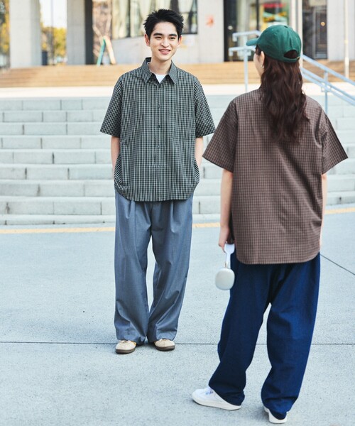 FREAK'S STORE（フリークスストア）の「限定展開 Relax Fit リラックスフィット レギュラーカラー ショートスリーブ チェック シャツ（シャツ/ブラウス・メンズ・ブラック/サックスブルー/チャコールグレー/ブラウン/ベージュ/ホワイト・LARGE/MEDIUM/SMALL）」の20枚目の写真