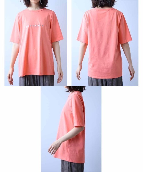 leswel（レスウェル）の「【L～5L 大きいサイズ】箔プリントTシャツ（Tシャツ/カットソー・レディース・チャコールグレー/ベージュ/サーモンピンク・L/3L/4L/5L/LL）」の18枚目の写真