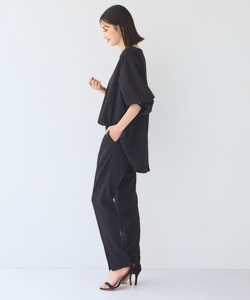 CROSS FUNCTION（クロスファンクション）の「《シワになりにくい》サマ美え ジョーゼットジョガーパンツ【CF/クロスファンクション】（その他パンツ・レディース・ブラック/ライトベージュ/ネイビー・M/L/LL）」の4枚目の写真