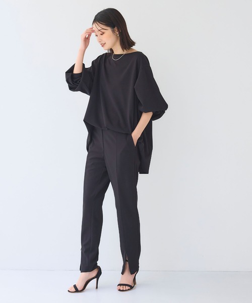 CROSS FUNCTION（クロスファンクション）の「《シワになりにくい》サマ美え ジョーゼットジョガーパンツ【CF/クロスファンクション】（その他パンツ・レディース・ブラック/ライトベージュ/ネイビー・M/L/LL）」の5枚目の写真