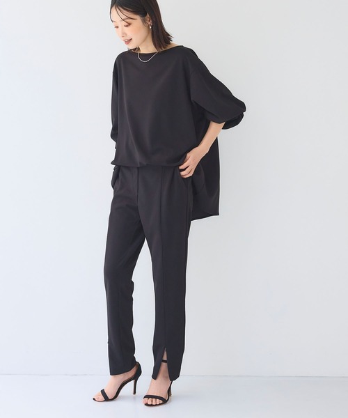 CROSS FUNCTION（クロスファンクション）の「《シワになりにくい》サマ美え ジョーゼットジョガーパンツ【CF/クロスファンクション】（その他パンツ・レディース・ブラック/ライトベージュ/ネイビー・M/L/LL）」の6枚目の写真