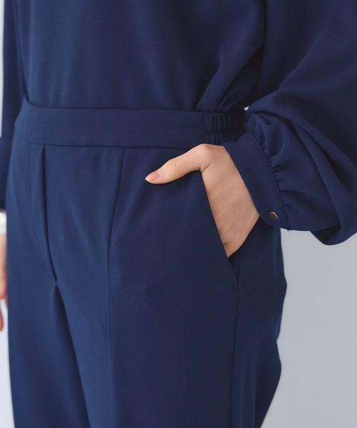 CROSS FUNCTION（クロスファンクション）の「《シワになりにくい》サマ美え ジョーゼットジョガーパンツ【CF/クロスファンクション】（その他パンツ・レディース・ブラック/ライトベージュ/ネイビー・M/L/LL）」の7枚目の写真