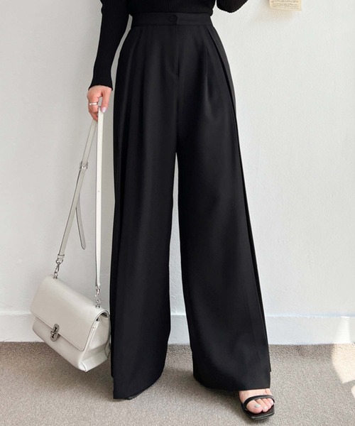 Doula Doula（ドゥーラドゥーラ）の「タックプリーツフレアパンツ（その他パンツ・レディース・ベージュ/ブラック/ホワイト・M/S/L）」の5枚目の写真