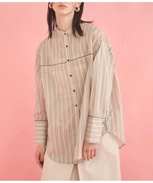 Settimissimo(セッティミッシモ)の「バンドカラー シアー ドビーストライプ 配色 シャツ(シャツ/ブラウス)」