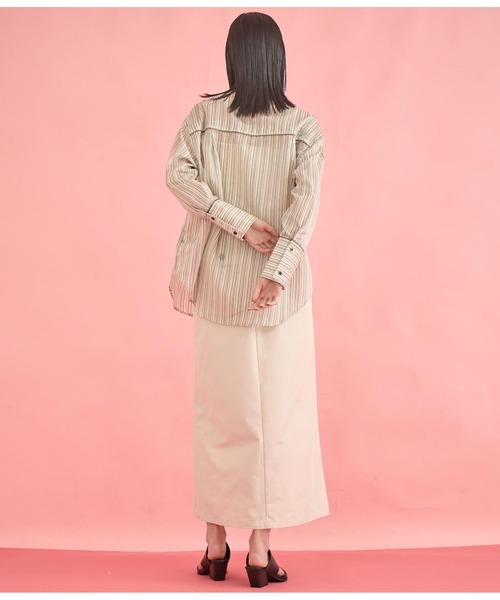 Settimissimo（セッティミッシモ）の「バンドカラー シアー ドビーストライプ 配色 シャツ（シャツ/ブラウス・レディース・ピンク/オフホワイト・FREE）」の10枚目の写真