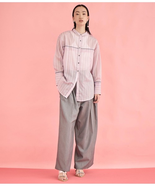 Settimissimo（セッティミッシモ）の「バンドカラー シアー ドビーストライプ 配色 シャツ（シャツ/ブラウス・レディース・ピンク/オフホワイト・FREE）」の16枚目の写真