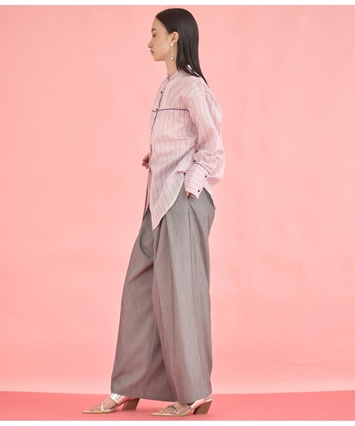 Settimissimo（セッティミッシモ）の「バンドカラー シアー ドビーストライプ 配色 シャツ（シャツ/ブラウス・レディース・ピンク/オフホワイト・FREE）」の17枚目の写真